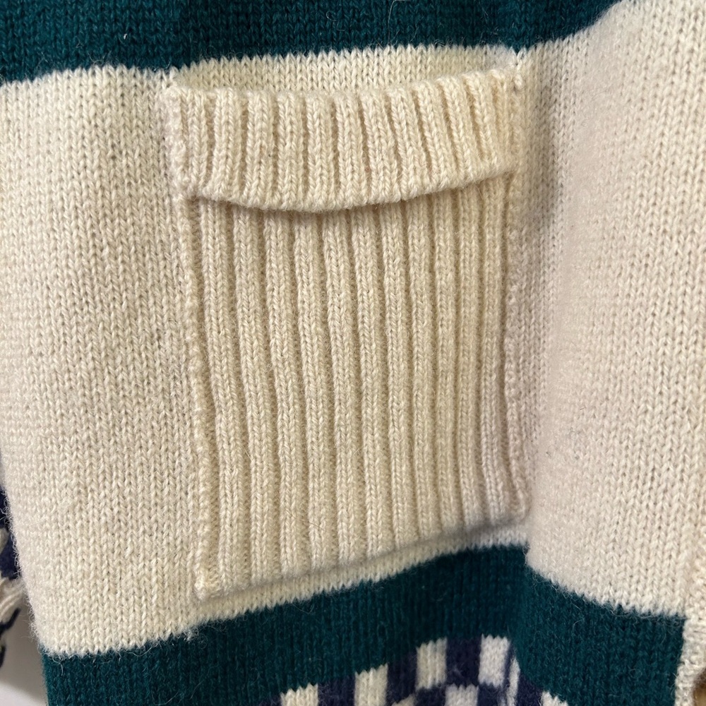 Vintage Jayson Younger Shetland Wool Oversized Checkered Knit Cardigan Size S - Picture 7 of 12